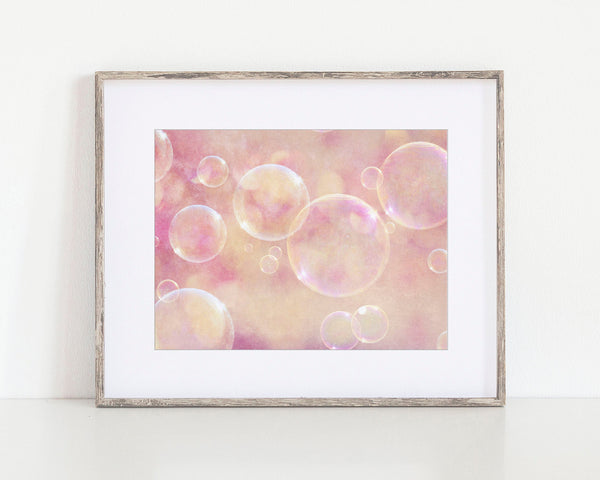 Girls Pink Abstract Bubbles Print - Bright and Playful Bathroom Decor