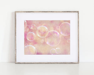 Girls Pink Abstract Bubbles Print - Bright and Playful Bathroom Decor