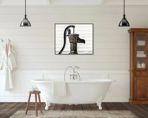 Lisa Russo Fine Art Bathroom & Laundry Room Rustic Black Horizontal Pitcher Pump Wall Decor - Bathroom Kitchen Laundry Room