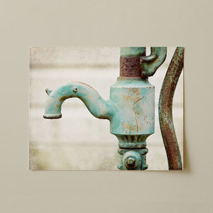 Lisa Russo Fine Art Bathroom & Laundry Room Teal Water Pump Vintage Farmhouse Bathroom Decor