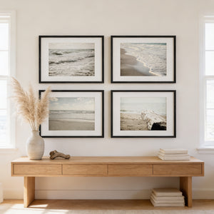 Lisa Russo Fine Art Beach Decor Coastal Seascapes Art Prints Set - Neutral Beige and Taupe