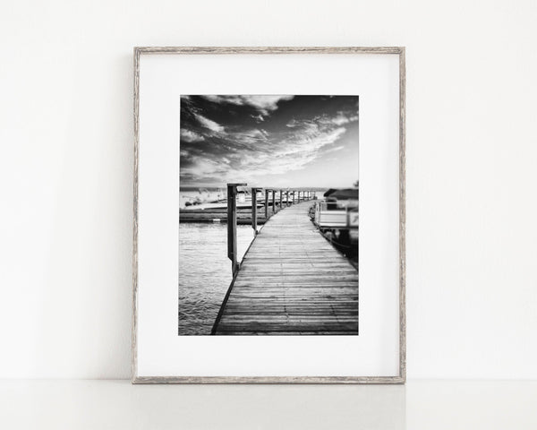 Sunset Dock in Black and White