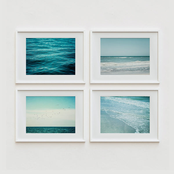 Coastal Surf Vibrant Teal and Turquoise Art Prints - Set of 4