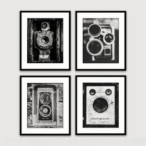 Lisa Russo Fine Art Farmhouse and Rustic Decor Industrial Vintage Wall Decor - Set of 4 Antique Camera Prints
