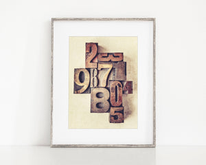 Vintage Nursery Wall Art or Office Decor - Antique Numbers Print