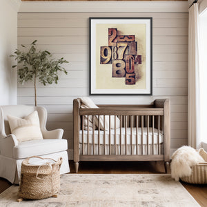 Lisa Russo Fine Art Farmhouse and Rustic Decor Vintage Nursery Wall Art or Office Decor - Antique Numbers Print