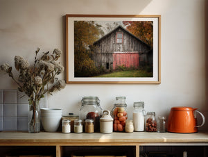 Lisa Russo Fine Art Farmhouse Decor Autumn Farmhouse Wall Art Print - Grey Barn in Fall Landscape