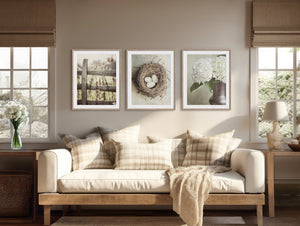 Lisa Russo Fine Art Farmhouse Decor Beige Country Cottage | Art Prints Set of 3