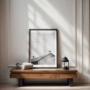 Lisa Russo Fine Art Farmhouse Decor Black and White Barn Print | Modern Farmhouse Minimalist Wall Art