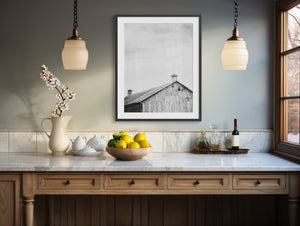 Lisa Russo Fine Art Farmhouse Decor Black and White Barn Print | Modern Farmhouse Minimalist Wall Art