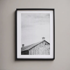 Lisa Russo Fine Art Farmhouse Decor Black and White Barn Print | Modern Farmhouse Minimalist Wall Art