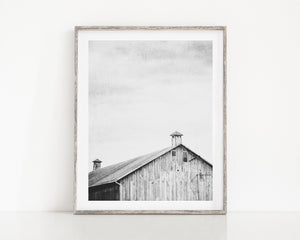 Lisa Russo Fine Art Farmhouse Decor Black and White Barn Print | Modern Farmhouse Minimalist Wall Art