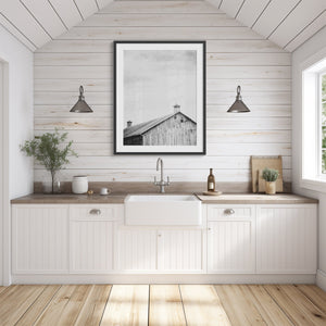 Lisa Russo Fine Art Farmhouse Decor Black and White Barn Print | Modern Farmhouse Minimalist Wall Art