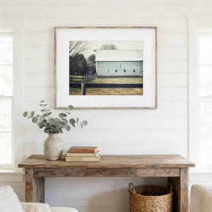 Lisa Russo Fine Art Farmhouse Decor Blue Shabby Chic Barn Landscape Print - Rustic Home Decor