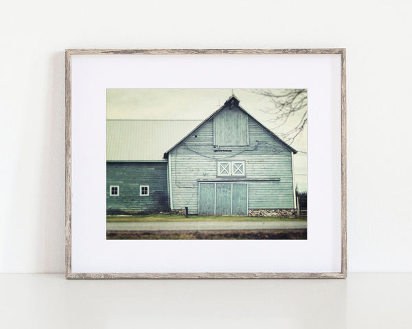 Blue Shabby Chic Landscape Print for Farmhouse Decor
