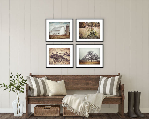 Rustic Farm Art Prints - Set of 4 Country Scenes for Home Decor