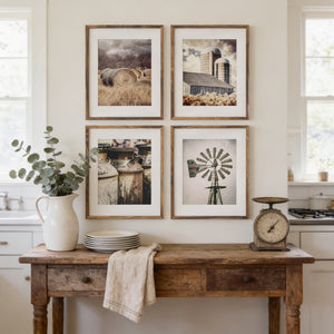 Lisa Russo Fine Art Farmhouse Decor Dairy Farmhouse Kitchen Art Prints Set of 4 - Rustic Country Decor