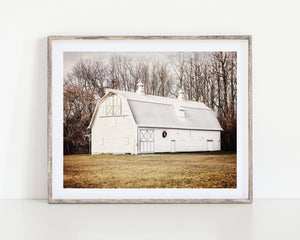 Lisa Russo Fine Art Farmhouse Decor Farmhouse Decor - Fall White Barn Landscape - Western Print
