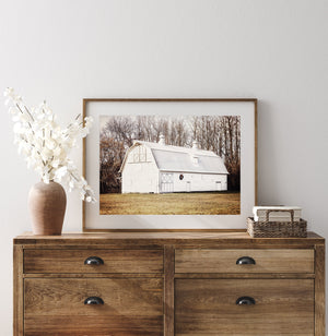 Lisa Russo Fine Art Farmhouse Decor Farmhouse Decor - Fall White Barn Landscape - Western Print