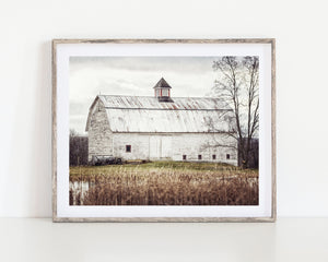Lisa Russo Fine Art Farmhouse Decor Farmhouse Decor - Fall White Barn Landscape - Western Print
