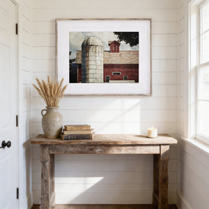 Lisa Russo Fine Art Farmhouse Decor Farmhouse Red Barn Print with White Silo - Rustic Home Decor Landscape