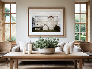 Lisa Russo Fine Art Farmhouse Decor Farmhouse White Barn with Silo Landscape Photo Print