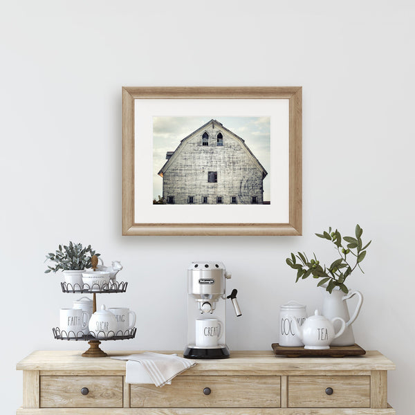 Gothic-Style White and Grey Barn