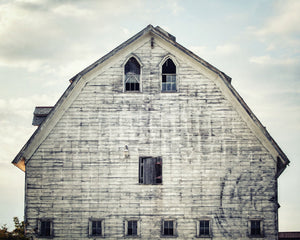 Rustic Farmhouse Decor - Gothic Blue and White Barn Landscape Print
