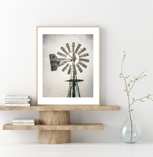 A set of six framed pictures depicting various farm scenes, including silos, windmills, and barns.