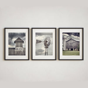 Lisa Russo Fine Art Farmhouse Decor Grey Barns and Windmill