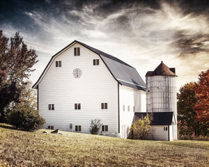 White Barn Landscape Print - Perfect for Farmhouse Decor