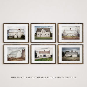 Lisa Russo Fine Art Farmhouse Decor Modern White Barn at Sunset Landscape