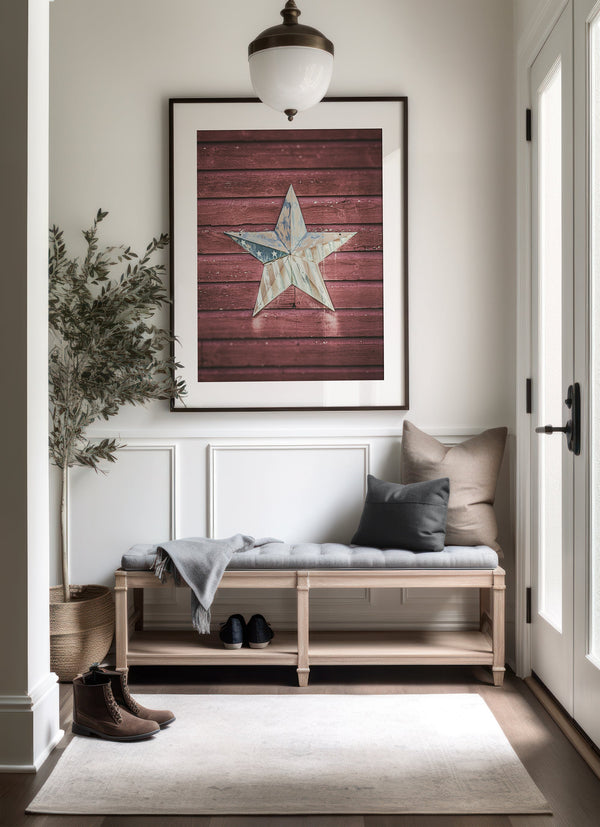 Lisa Russo Fine Art Farmhouse Decor Primitive Patriotic Star | Rustic Americana