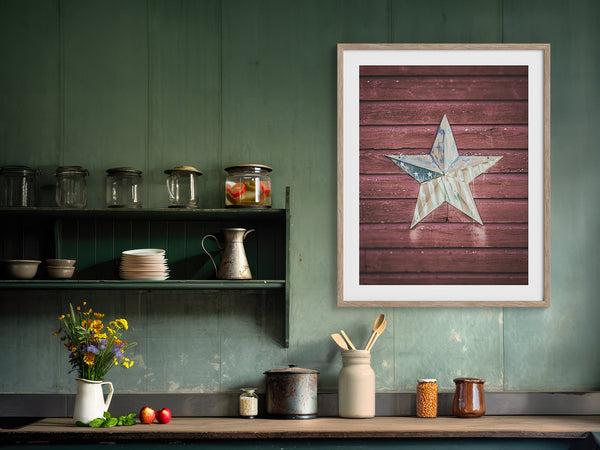 Lisa Russo Fine Art Farmhouse Decor Primitive Patriotic Star | Rustic Americana