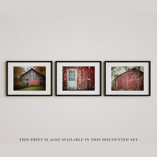 Lisa Russo Fine Art Farmhouse Decor Red Barn with a White Door