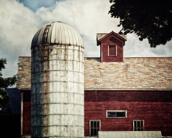 Red Barn with a White Silo