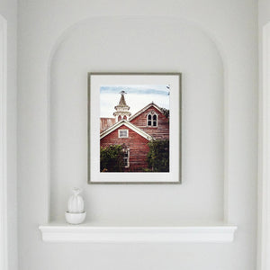 Lisa Russo Fine Art Farmhouse Decor Red Barn with Weathervane Art Print - Rustic Farmhouse Decor