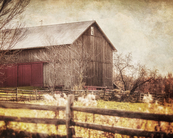 Rustic Autumn Barn with Pasture Fence