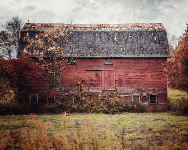 Rustic Red Barn in an Autumn Field