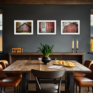 Lisa Russo Fine Art Farmhouse Decor Rustic Red Barn Landscapes | Art Prints Set of 3