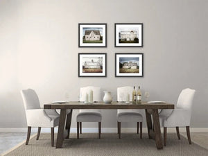 Lisa Russo Fine Art Farmhouse Decor White Barn Landscapes Art Prints Set - Home Decor Set of 4