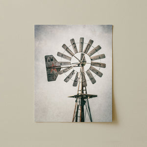 Lisa Russo Fine Art Farmhouse Decor Windmill Art Print - Granbury Texas - Rustic Farmhouse Decor