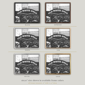 Lisa Russo Fine Art Framed Canvas Framed Canvas Pub Sign Wall Art | Old White Swan York England | Vintage British Travel Photography