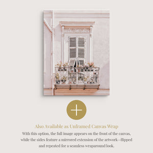 Lisa Russo Fine Art Framed Canvas Framed Canvas Wrap | Vintage French Balcony Photograph from Menton, France