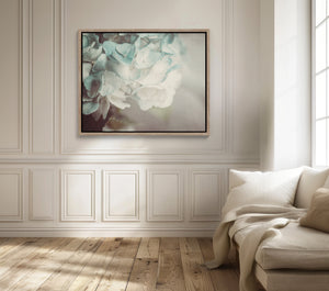 Lisa Russo Fine Art Framed Canvas Soft Hydrangea Framed Canvas Wall Art – Muted Blue Floral Print