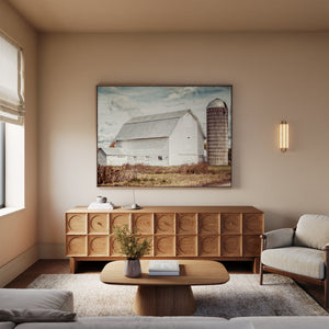 Lisa Russo Fine Art Framed Canvas White Barn & Silo | Framed Canvas Wall Art