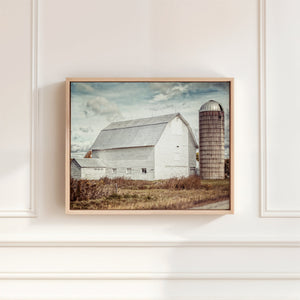 Lisa Russo Fine Art Framed Canvas White Barn & Silo | Framed Canvas Wall Art
