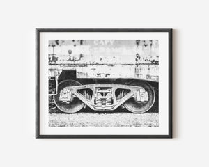 Lisa Russo Fine Art Industrial Railway Bogie | Industrial Black and White Railfan Decor