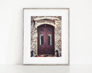 Ivy Covered Burgundy Door - Rustic Industrial Print for Home Decor