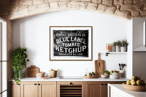 Lisa Russo Fine Art Kitchen Decor Blue Label Ketchup